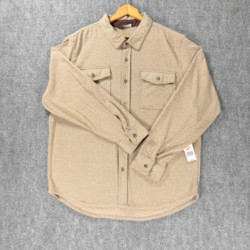 Horizon Bass Creek Outfitters Men's XL Tan Plaid Stretch Flannel Shirt NWT